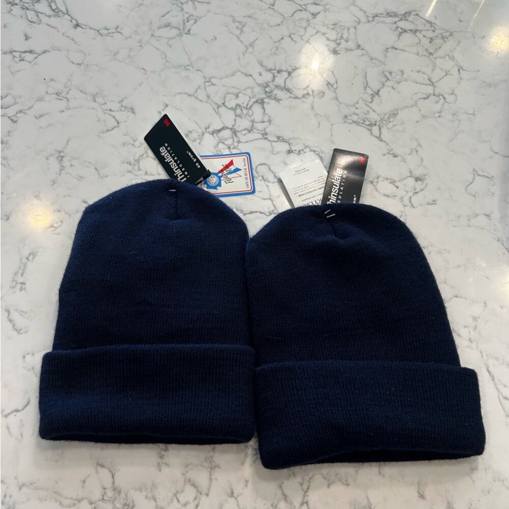 NWT Pedigree Knit lot of 2 Navy Beanie Hats